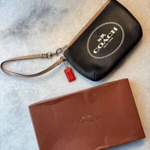 Coach Black Wristlet with Red Accent